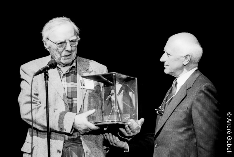Paul Grimault et Raoul Servais réalisateurs centre Bonlieu Festival du film d’Animation Annecy 1991.