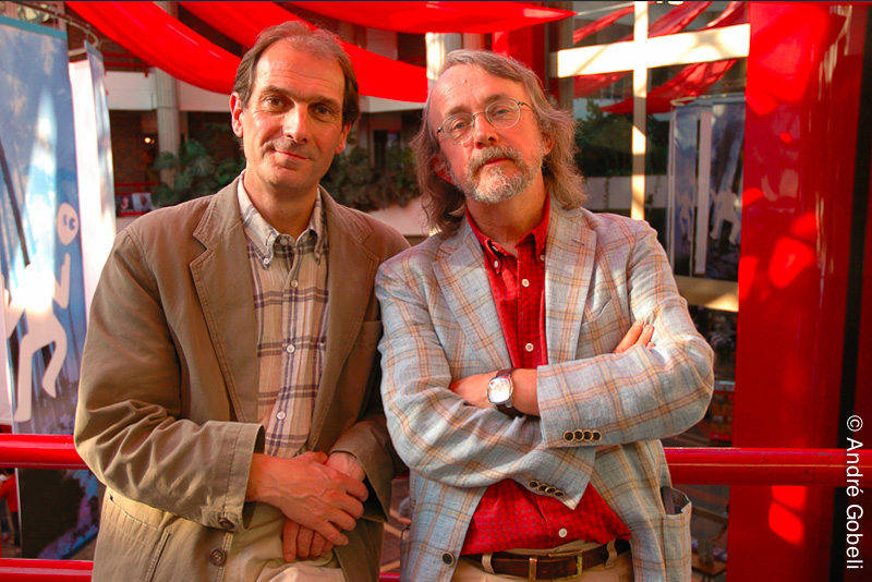 Peter Lord et David Sproxton réalisateurs (studio Aardman). Annecy le, 10/06/2005.