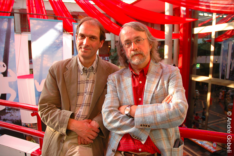 Peter Lord et David Sproxton réalisateurs (studio Aardman). Annecy le, 10/06/2005.