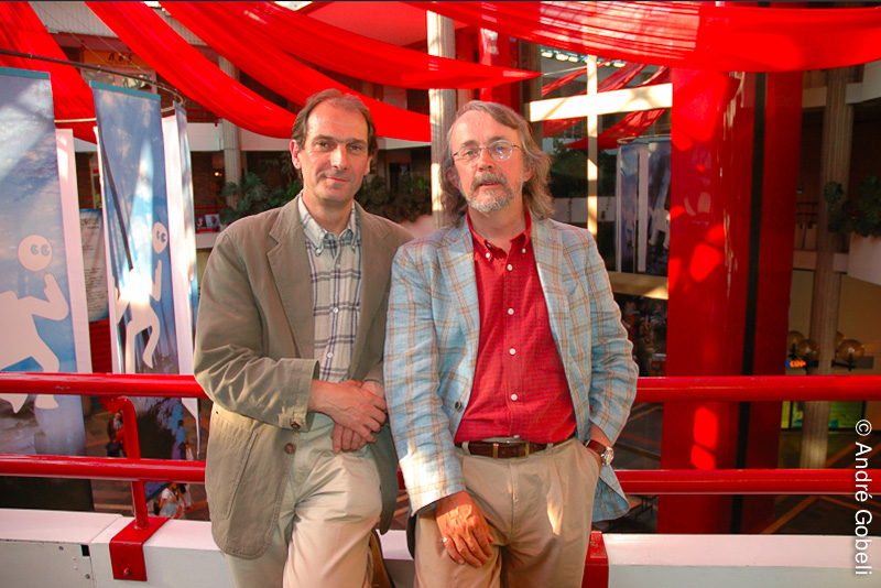 Peter Lord et David Sproxton réalisateurs (studio Aardman). Annecy le, 10/06/2005.